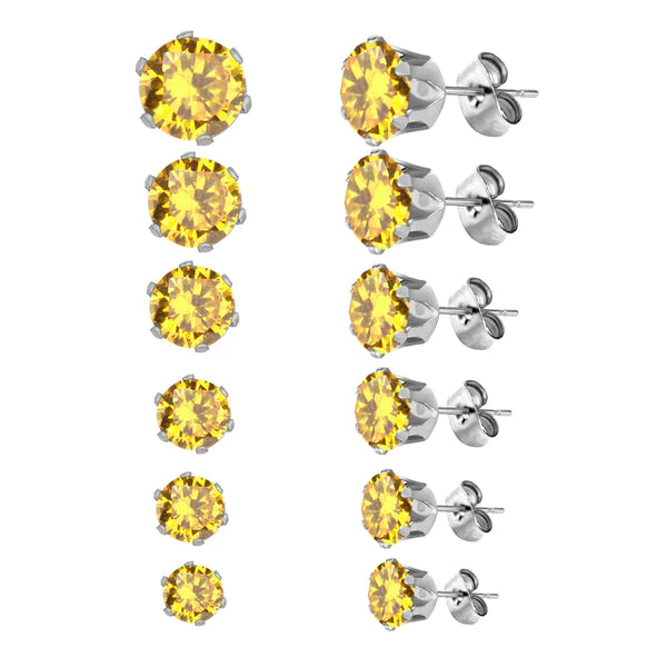 Stalen Zirkonia Oorbellen rond