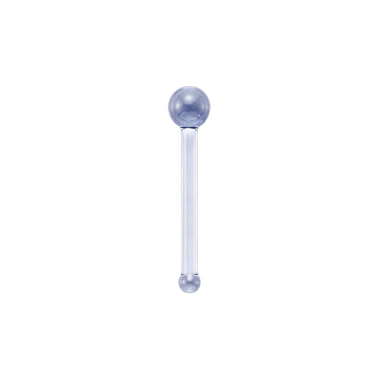 Aramat Jewels doorzichtige acryl neuspiercing retainer met recht staafje en 2mm bolletje voor een discrete look.