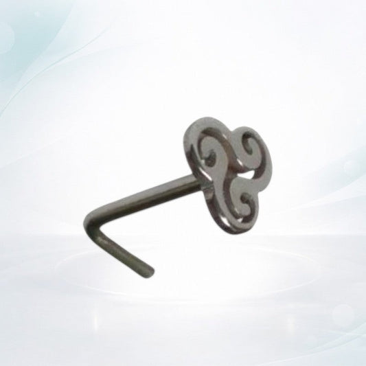 Aramat Jewels silver-tone steel L-shaped nose piercing with a 4mm spiral design.