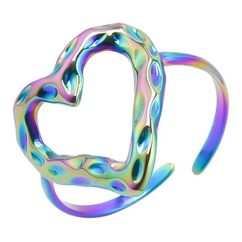 Brede Damesring Verstelbaar โ Groot Open Hartje โ One Size - Aramat Jewels - Ringen - cadeautip