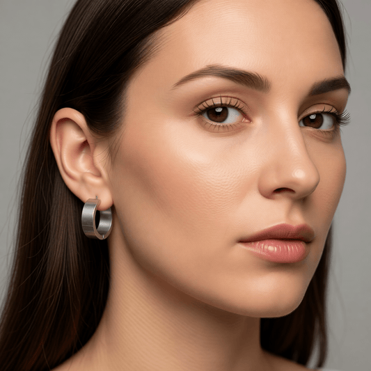 Brede RVS Oorringen Glad Glanzend Zilverkleur 20mm - Aramat Jewels - Oorringen - cadeautip