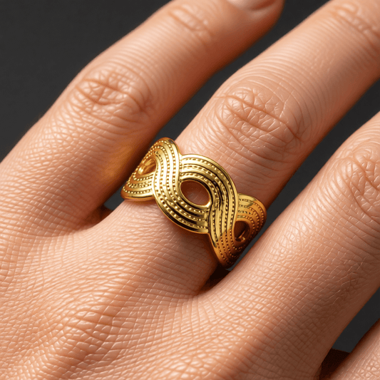 Brede Verstelbare Ring RVS met Vlecht Motief - 13 mm - Aramat Jewels - Ringen - cadeautip