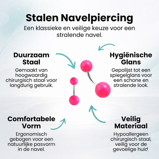 Bright Pink Acrylic Steel Belly Button Piercing