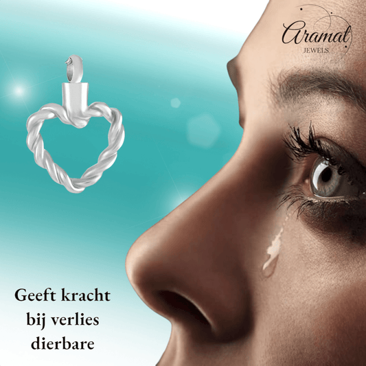 Gedraaide hart ashanger – open stalen gedenksieraad - Aramat Jewels - Gedenkhangers - cadeautip