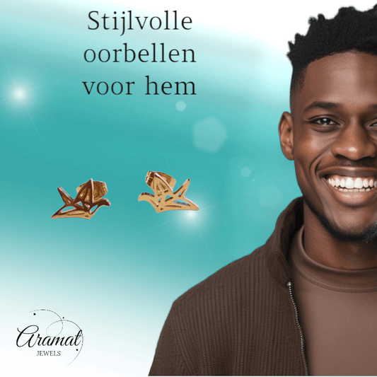 Goudkleurige Vogel Oorbellen Origami 9mm - Aramat Jewels - Oorbellen - cadeautip