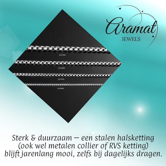 Jasseron Halsketting RVS 45 cm – 3,5 mm - Aramat Jewels - Halskettingen - cadeautip