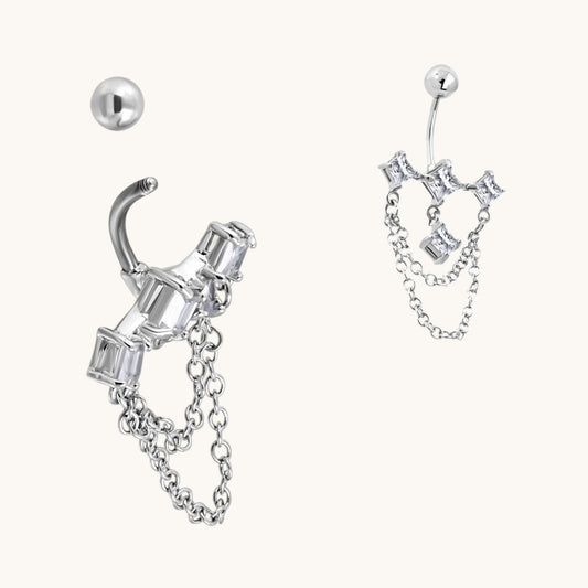 Beautiful Zirconia Navel Piercing silver-colored