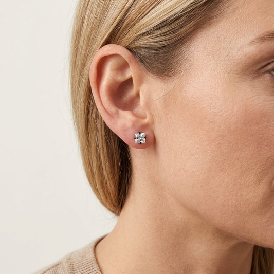 Oorbellen – RVS Zwartkleur met Vierkante Zirkonia (4mm) - Aramat Jewels - Oorbellen - cadeautip