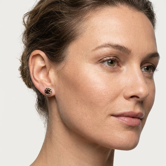 Oorstekers – Staal Kristal Bruin Zilverkleur (8mm) - Aramat Jewels - Oorbellen - cadeautip