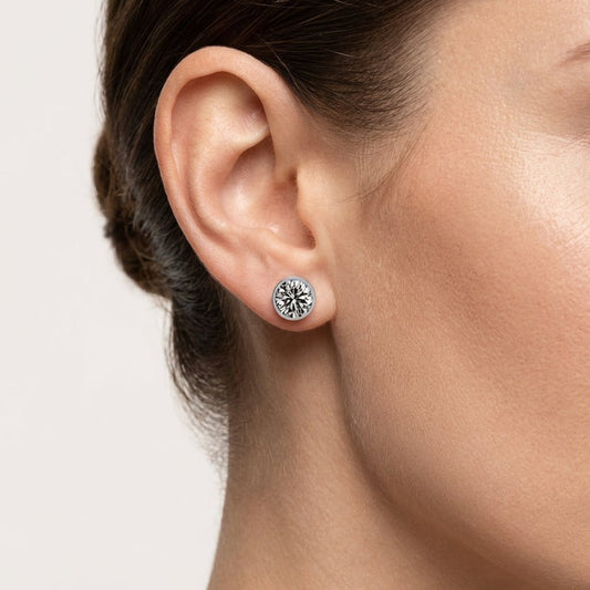 Oorstekers – Staal Kristal Grijs Zilverkleur (6mm) - Aramat Jewels - Oorbellen - cadeautip