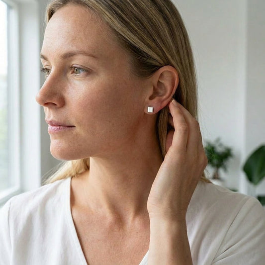 Oorstekers – Staal Vierkant Zilverkleurig (6mm) - Aramat Jewels - Oorbellen - cadeautip