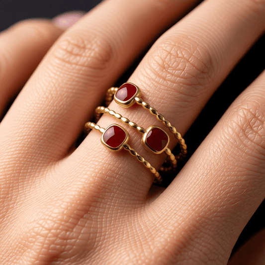 Open Ring Minimalistisch met Vierhoek en Emaille (Verstelbaar) - Aramat Jewels - Ringen - cadeautip