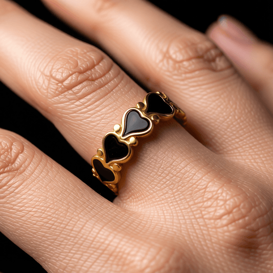 Open Ring RVS met Hartjes Motief en Emaille (6 mm) - Aramat Jewels - Ringen - cadeautip