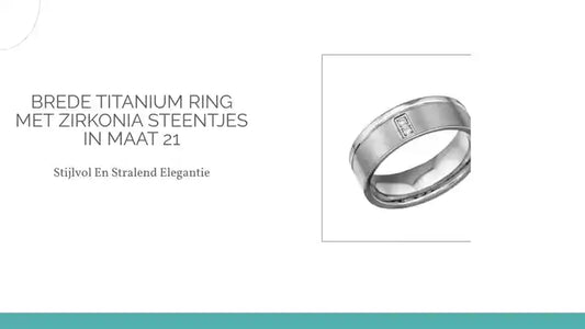 Brede Titanium Ring met Zirkonia Steentjes in Maat 21 by@Outfy