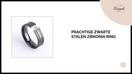 Prachtige Zwarte Stalen Zirkonia Ring by@Outfy