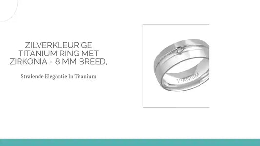 Zilverkleurige Titanium Ring met Zirkonia - 8 Mm Breed, by@Outfy