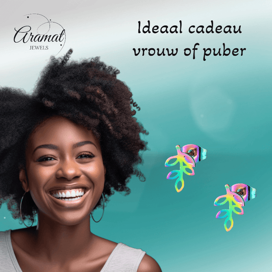 Regenboog blad oorbellen 11Γ7 mm - oor1959 - Oorbellen kopen# - 11mm - alles - blad