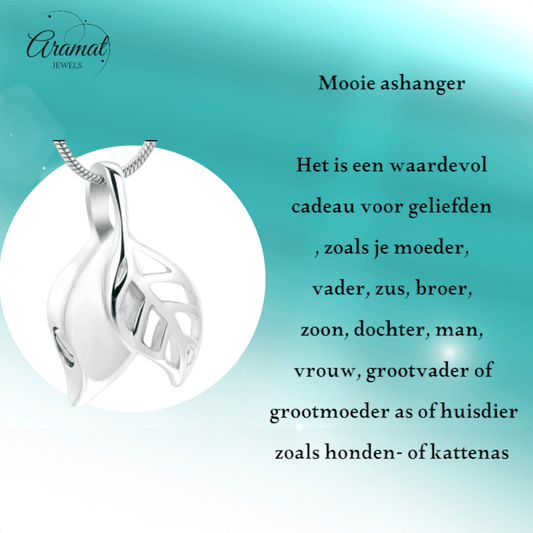 RVS Ashanger Twee Blaadjes - Zilverkleurig - hang674 - 10032 - Gedenkhangers kopen# - 20mm - alles - ashangers