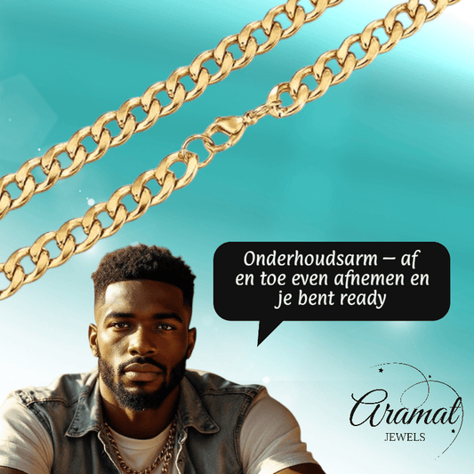 RVS Gourmet Ketting Goudkleurig staal - Aramat Jewels - Halskettingen - cadeautip