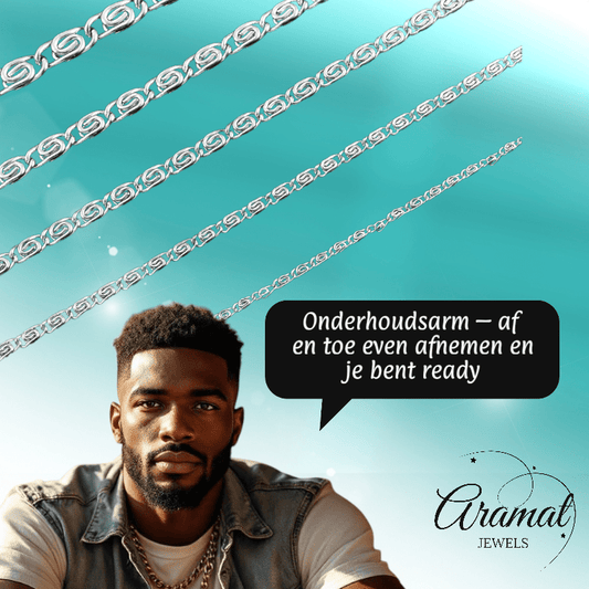 RVS Griekse Ketting 50 - 60cm Zilverkleur - Greek Pattern Unisex - Aramat Jewels - Halskettingen - cadeautip