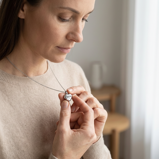 Stalen Asbedel Hart met Inscriptie 'Mom' voor Armband of Ketting 12mm