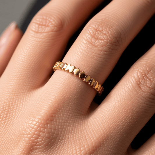 Stalen Damesring - Blokjesmotief - Verstelbaar - 3,5mm - RVS - Aramat Jewels - Ringen - cadeautip