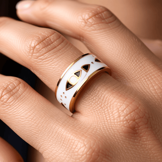 Stalen Damesring - Boze Oog - 8,5mm - Verstelbaar - Aramat Jewels - Ringen - cadeautip