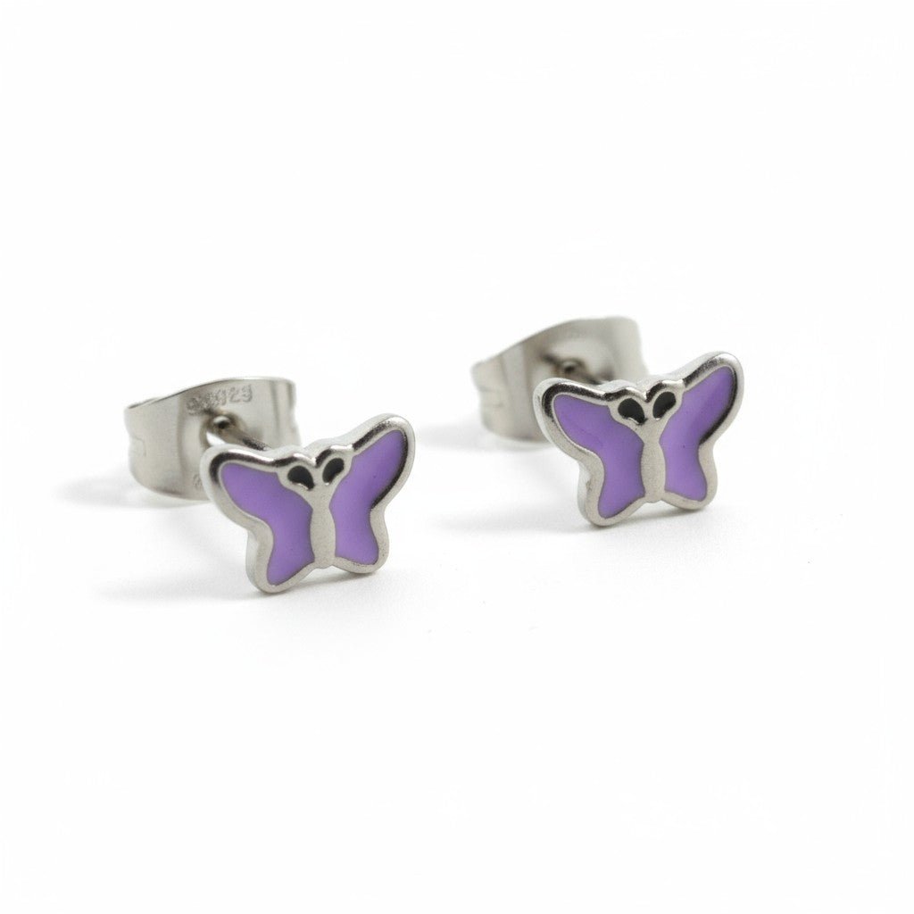 Stalen Emaille oorbellen vlindertje - Aramat Jewels - Oorbellen - cadeautip