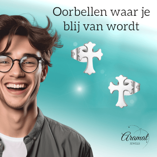 Stalen Kruisjes Oorbellen Zilverkleur 9x6mm - oor3349 - Oorbellen kopen# - 9mm - alles - cadeau