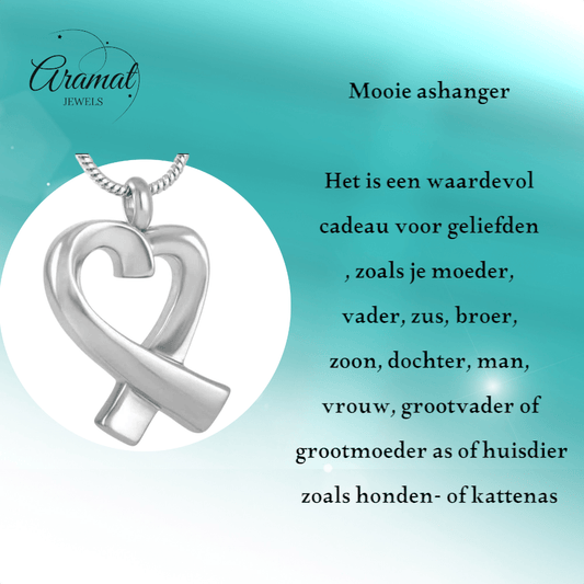 Stalen open hart ashanger – gedenksieraad - Aramat Jewels - Gedenkhangers - cadeautip