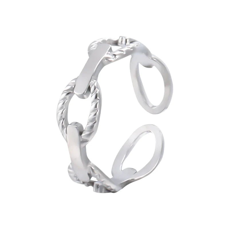 Stalen Verstelbare Open Schakel Ring - One Size - RVS - ring252 - 161436 - Ringen kopen