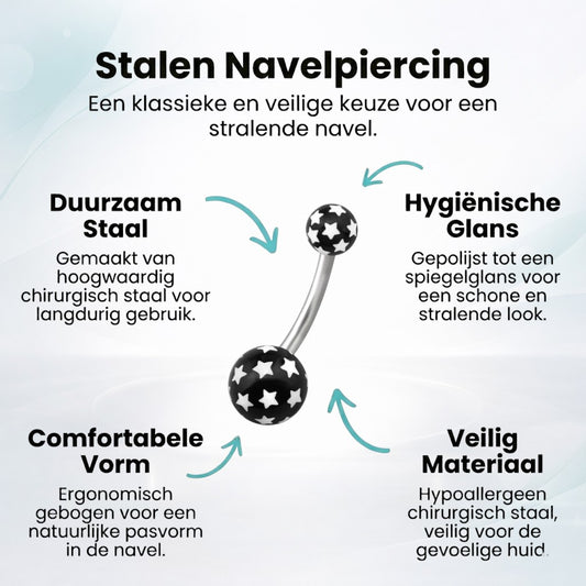 Piercing au nombril élégant en acier en forme d'étoile