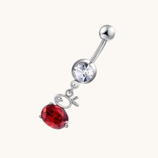 Piercing nombril lapin argenté avec zircone