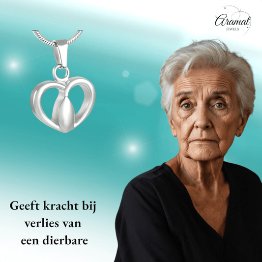Zilverkleurige Stalen Ashanger Hartje - Aramat Jewels - Gedenkhangers - cadeautip
