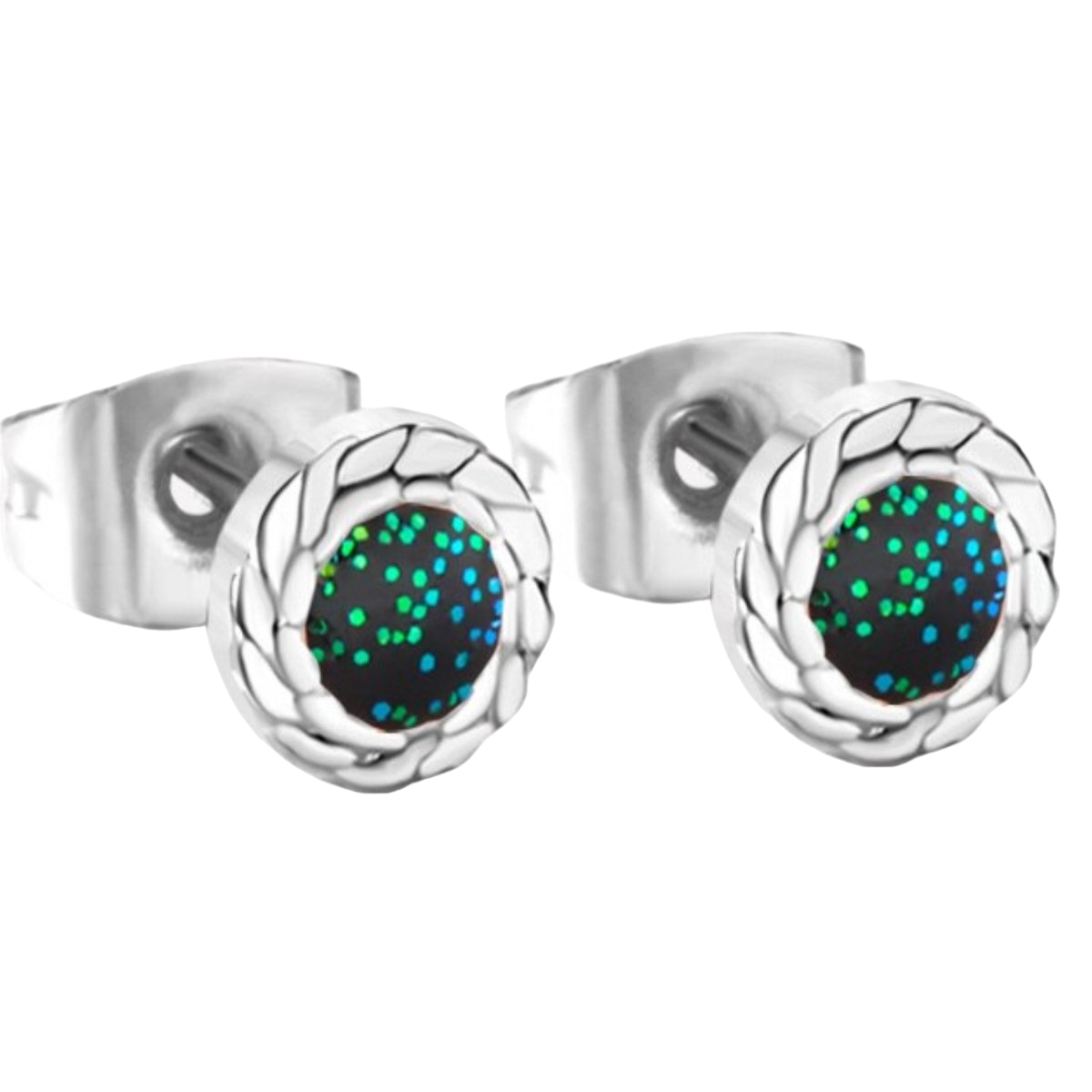 oor5369-Glitter Oorbellen Staal 6mm-Aramat Jewels