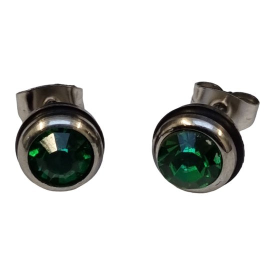 Groene Kristal Oorbellen rvs