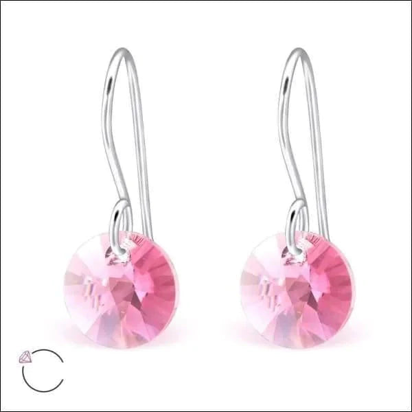 Kristal Oorhangers Met Bedel 925 Zilver 20mm alles elf925 Geen_Parel kinderen kristal met hanger Met_hanger Met_steen oorbellen Oorhangers plastick rond roze silver Soort sieraad_Oorhangers Soort sieraad_Oorringen zilver