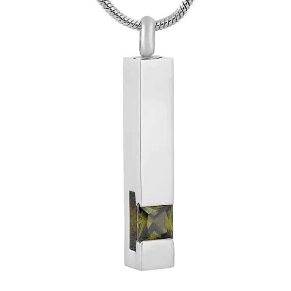 Stalen Ashanger Staaf Met Zirkonia Steen Olijf Groen 8720157010692 alles Aramat Jewels ashangers Assieraad blauw chirurgisch staal gedenkhangers gedenksieraden Geen hanger hang450-8094 Meerdere kleuren Met_steen Nieuw Oranje paars PVD Rood roze staal Transparant uniseks Volwassenen zilverkleurig zirkonia
