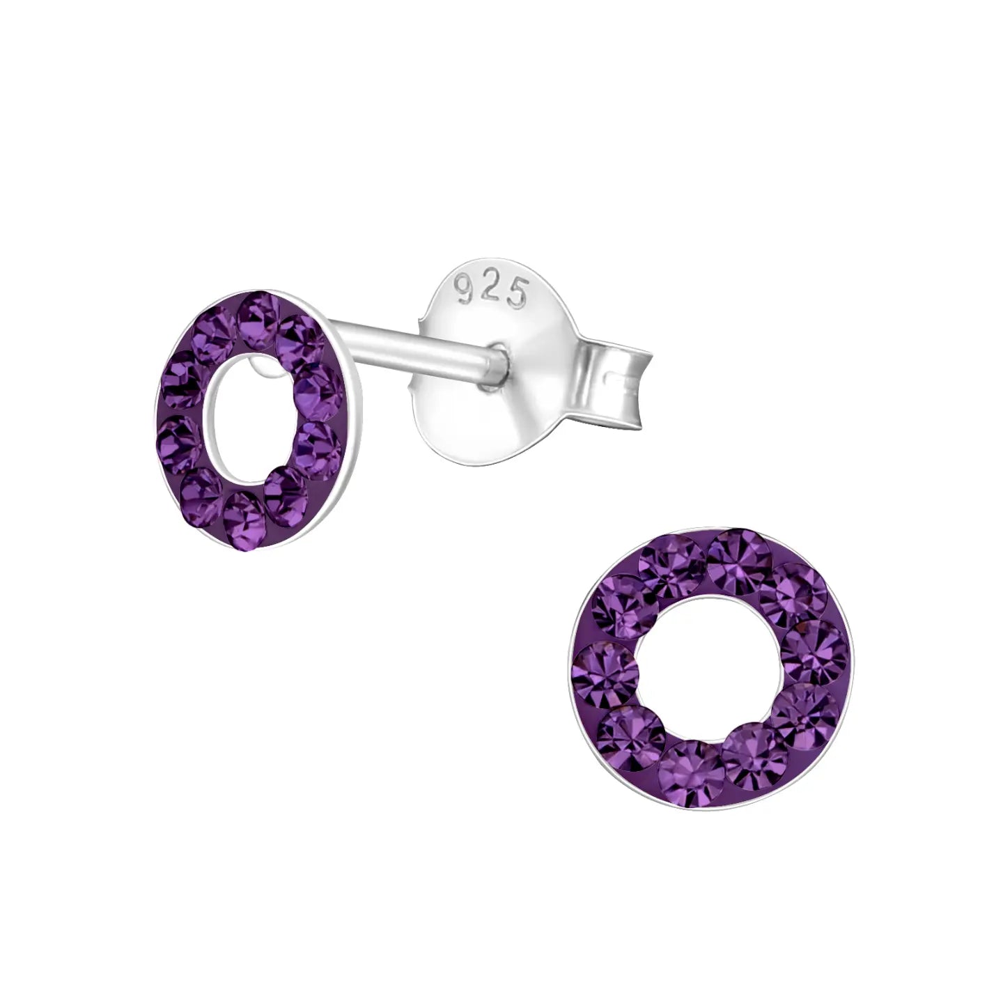 -Zilveren Ronde Oorbellen Cirkel Kristal 5mm-Aramat Jewels