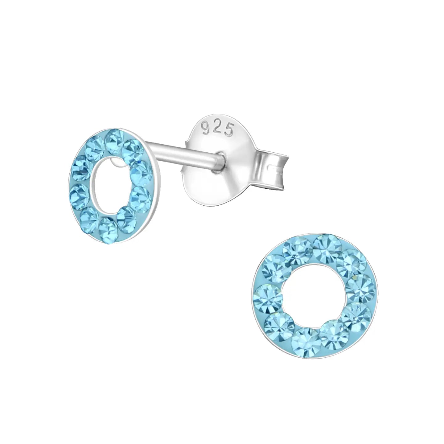oor1326-16526-Zilveren Ronde Oorbellen Cirkel Kristal 5mm-Aramat Jewels