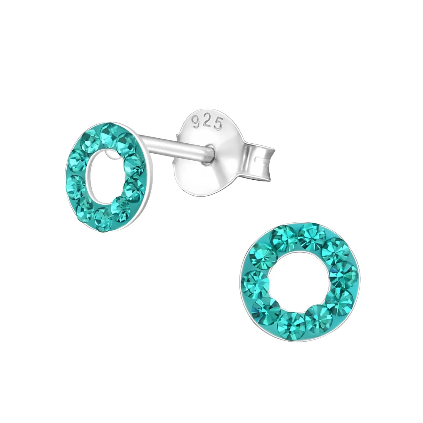 oor5498-16526-Zilveren Ronde Oorbellen Cirkel Kristal 5mm-Aramat Jewels