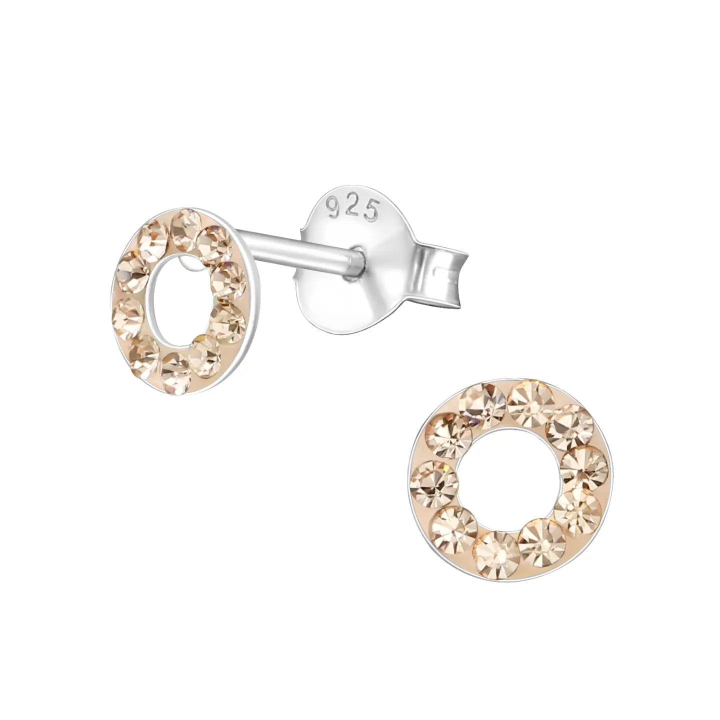 oor4440-16526-Zilveren Ronde Oorbellen Cirkel Kristal 5mm-Aramat Jewels