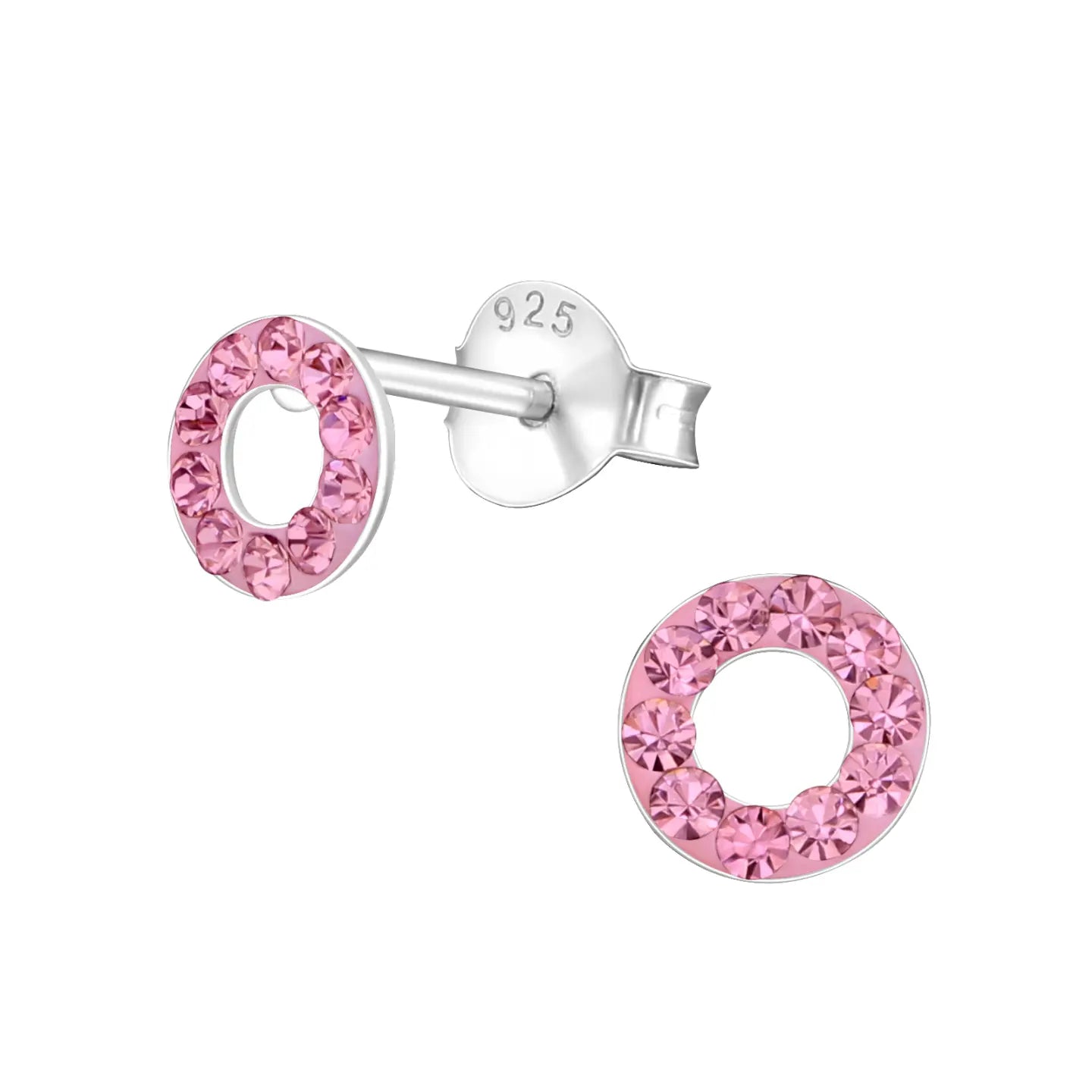 oor1533-16526-Zilveren Ronde Oorbellen Cirkel Kristal 5mm-Aramat Jewels