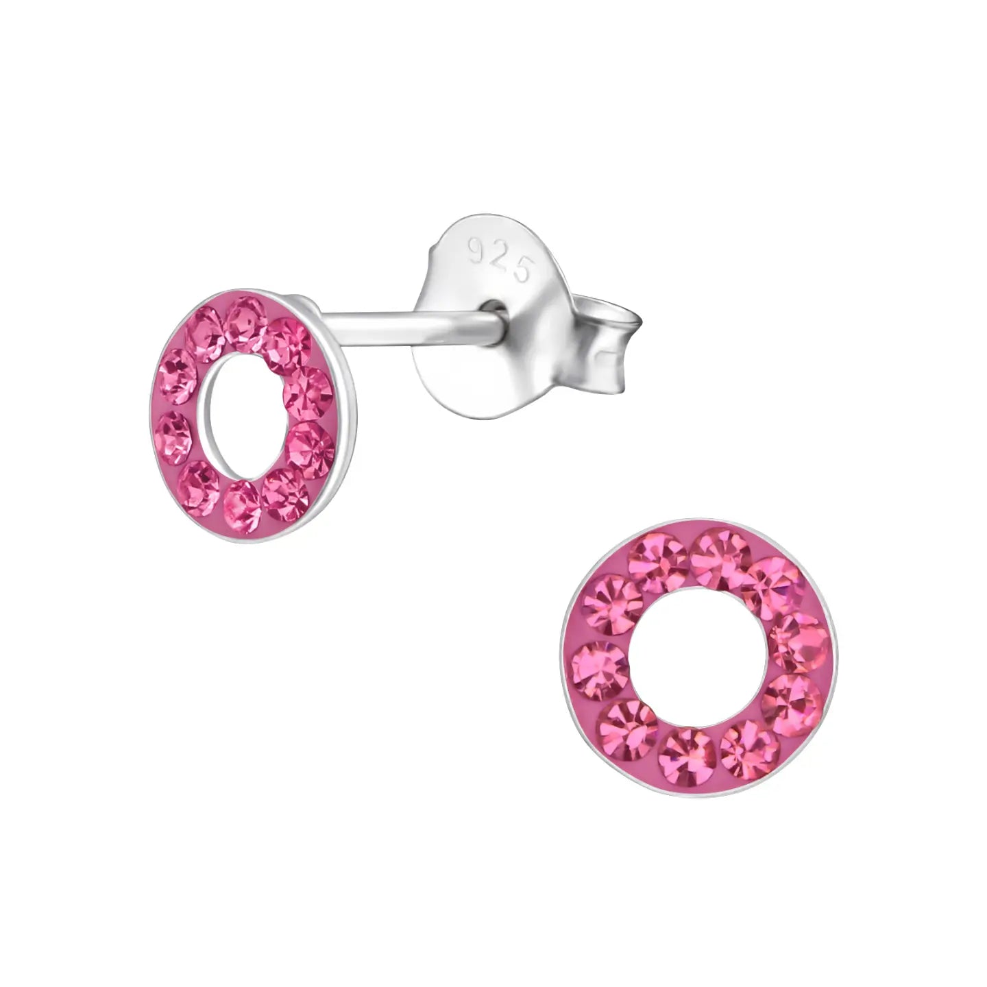 oor1268-16526-Zilveren Ronde Oorbellen Cirkel Kristal 5mm-Aramat Jewels