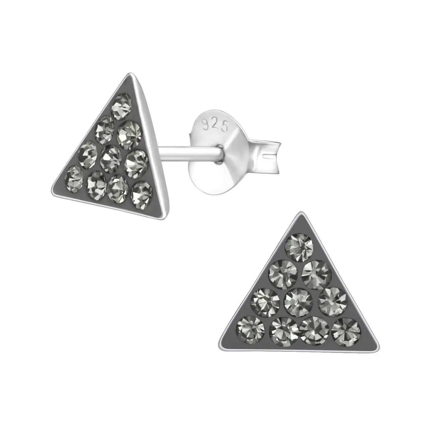 oor1815-4770-Zilveren Kristallen Oorbellen Driehoek-Aramat Jewels