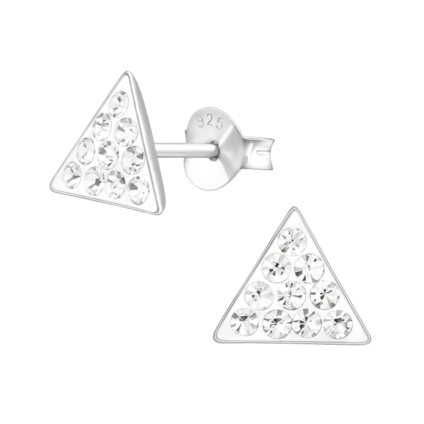 oor1438-4770-Zilveren Kristallen Oorbellen Driehoek-Aramat Jewels