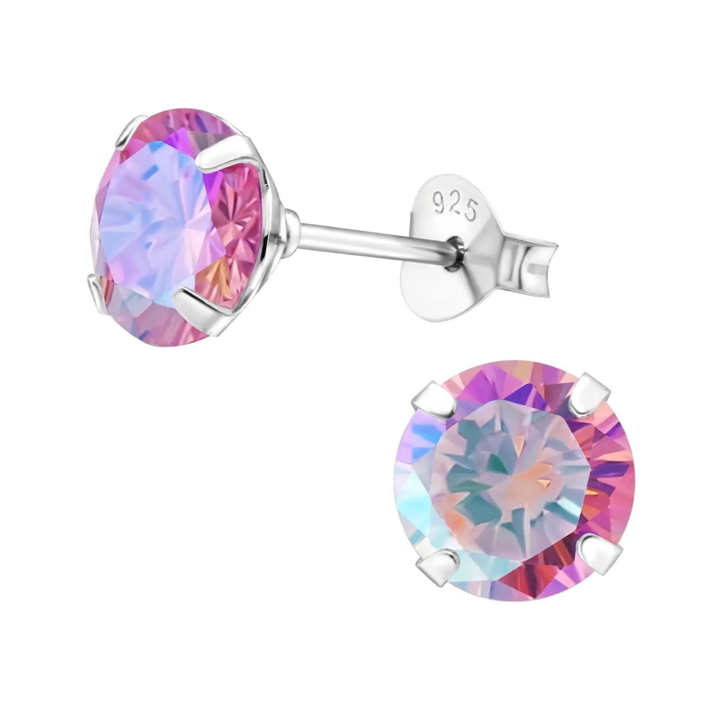 Ronde Kristal Oorbellen zilver