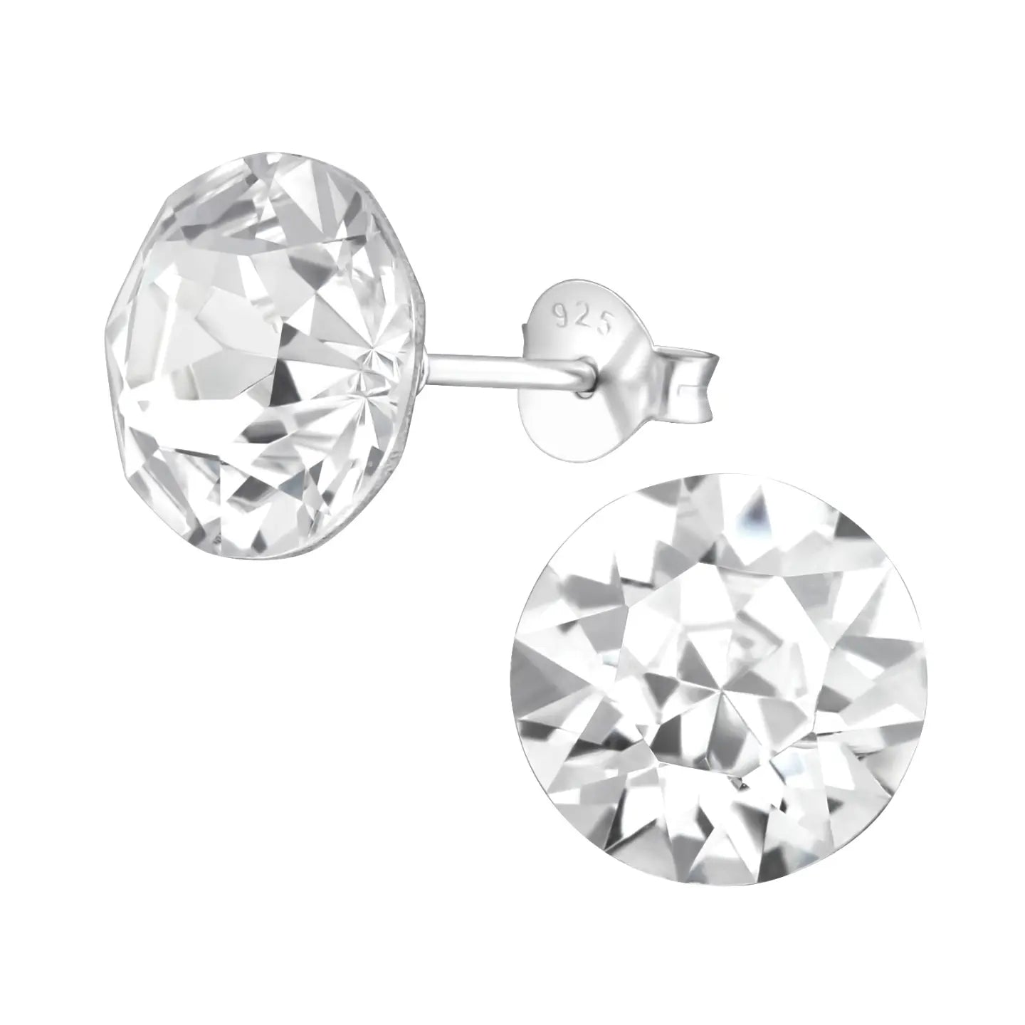 oor5286-22135-Ronde Zilveren Oorbellen Met Kristal 925 Zilver Transparant-Aramat Jewels