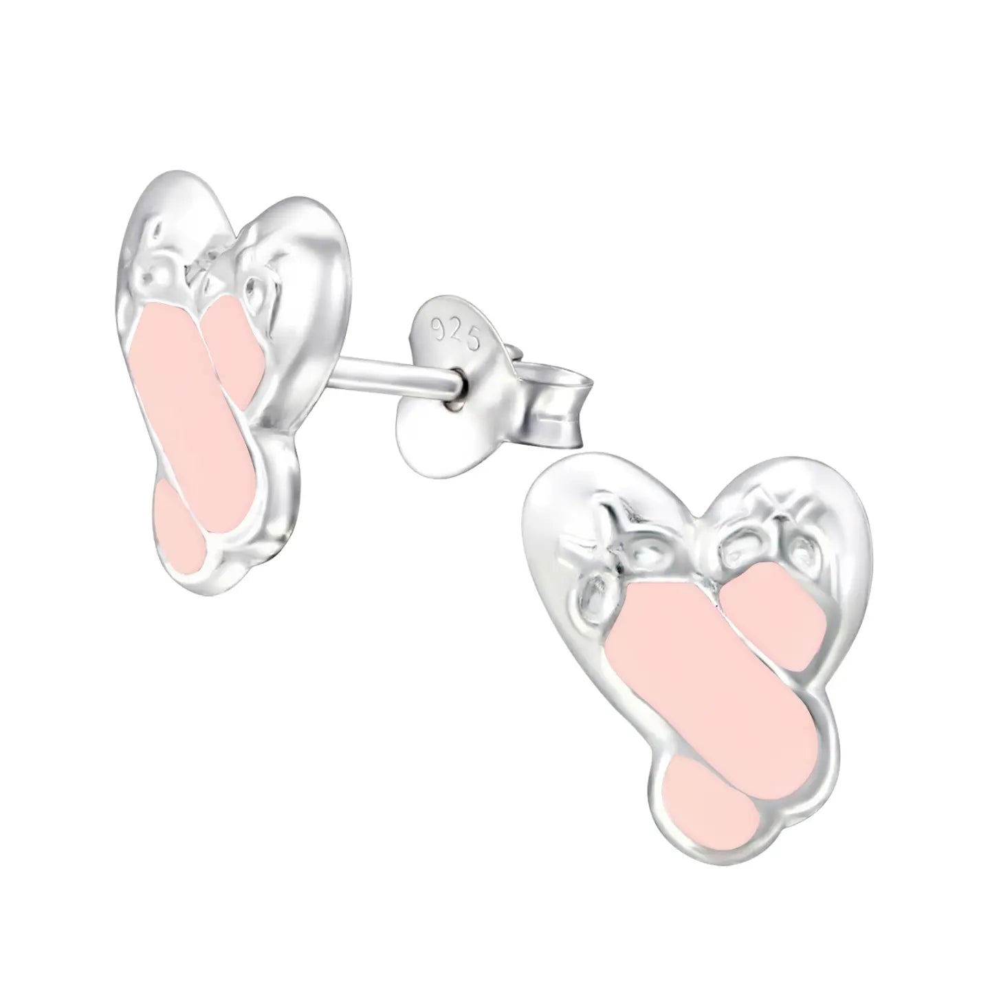 Zilveren Balletschoen Oorbellen – 925 Zilver & Roze Emaille