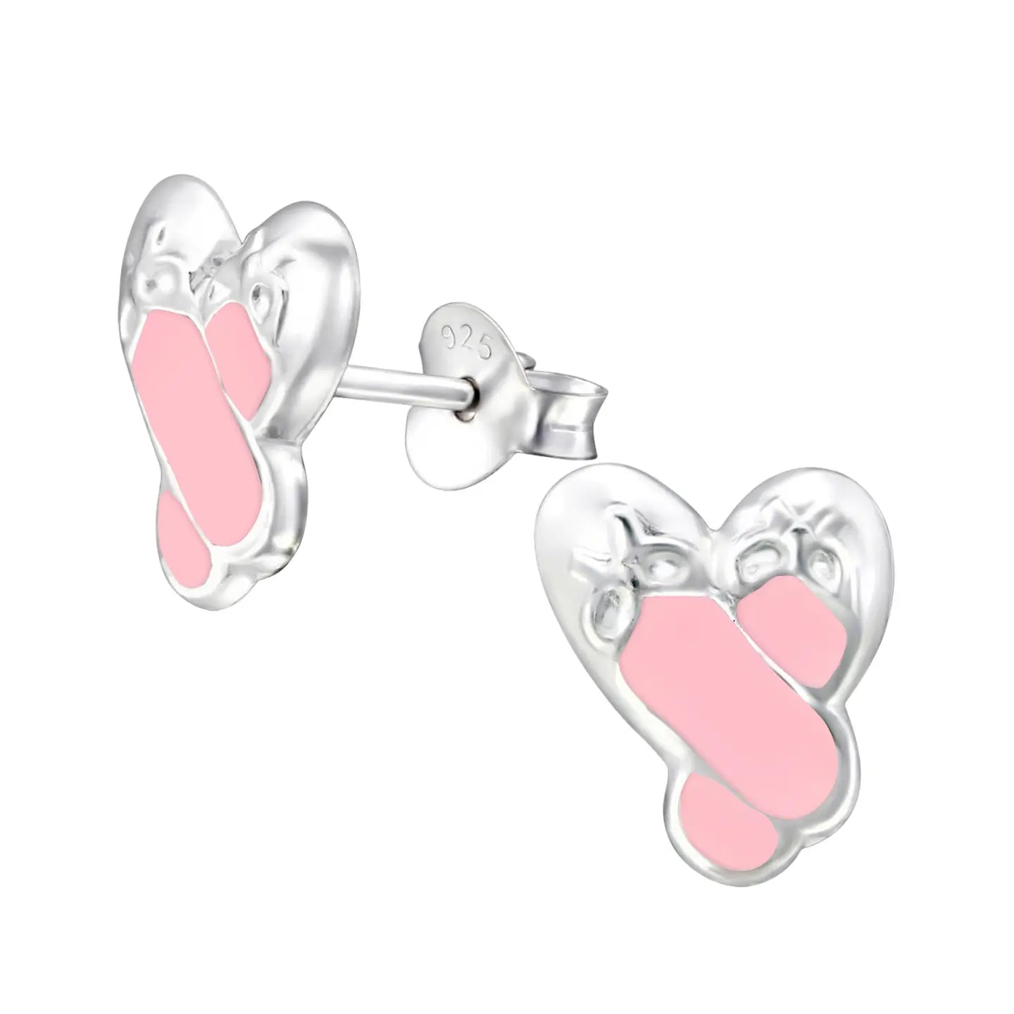 Zilveren Balletschoen Oorbellen – 925 Zilver & Roze Emaille